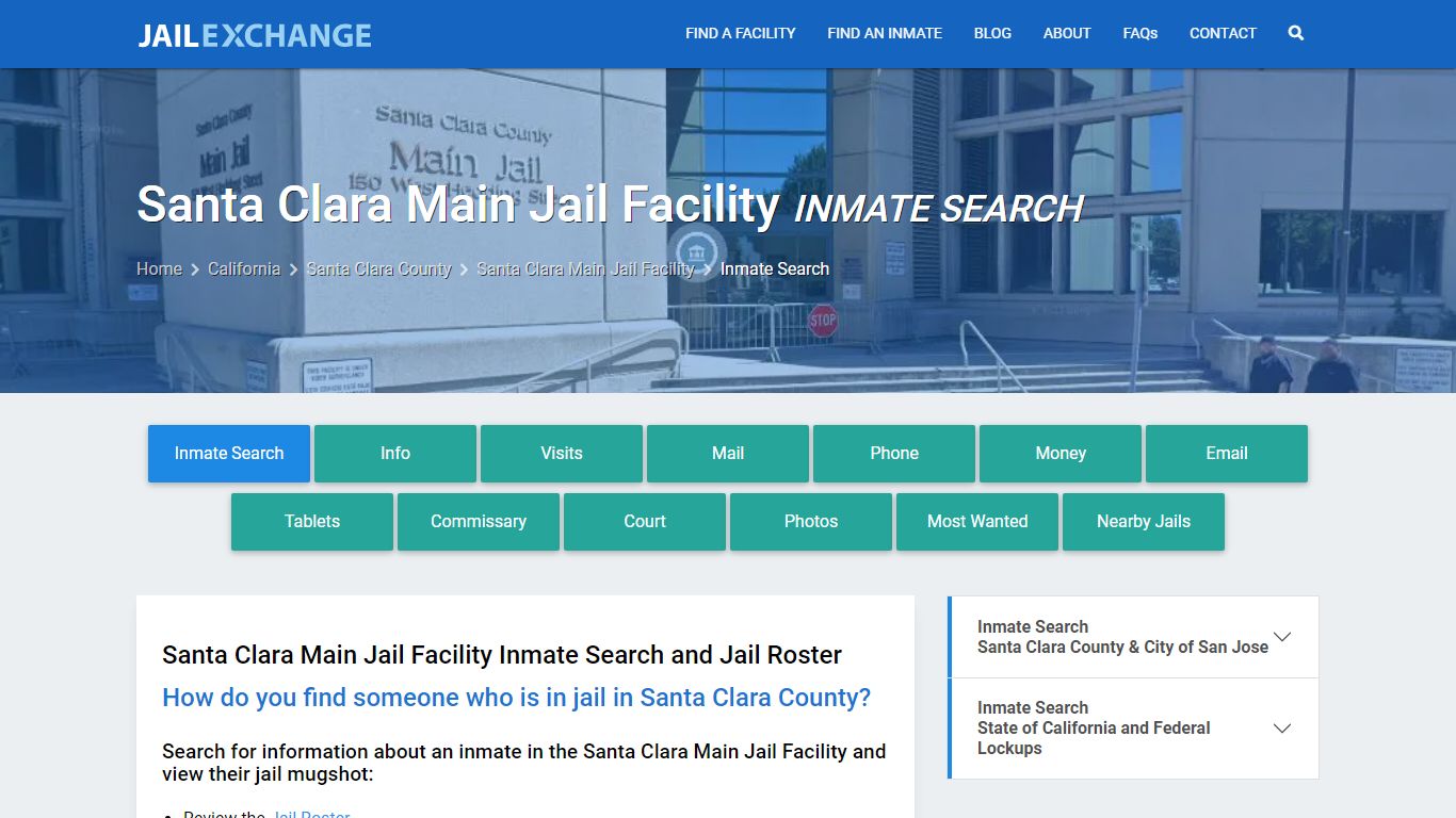 Santa Clara Main Jail Facility Inmate Search - Jail Exchange